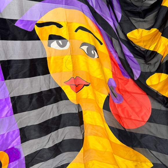 Retro Bright Kate Scarf Satan Bold Sheer Wrap - Picture 5 of 9